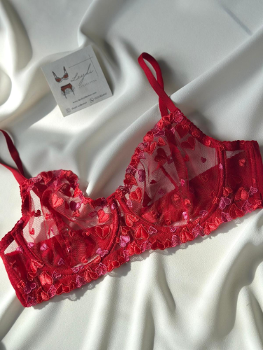 Belinda Büyük Beden C Cup Kırmızı Brode Takım