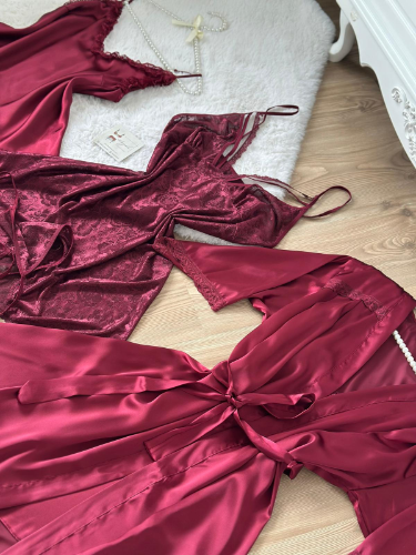 Bordo Sabahlık Seti