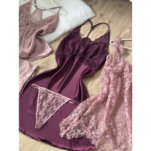 Büyük Beden Mürdüm/Vizon Çeyiz Set