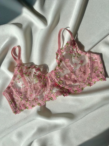 Belinda Büyük Beden C Cup Pembe Brode Takım