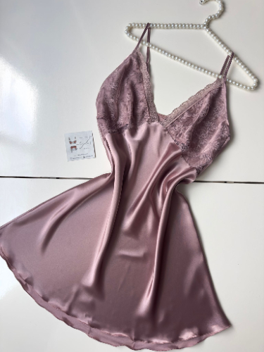 Büyük Beden Vizon Askılı Saten Gecelik