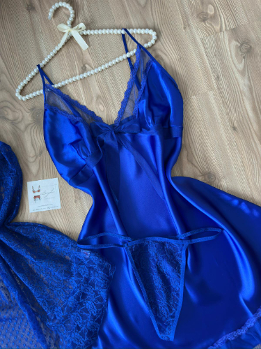 Büyük Beden Saks Saten Gecelik