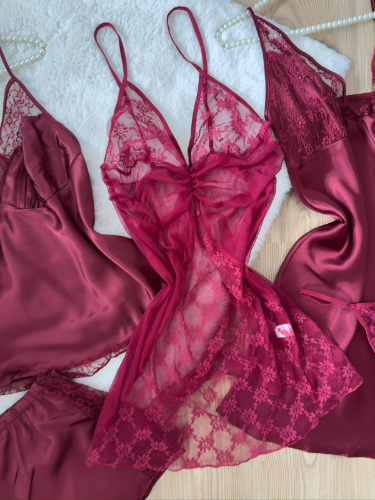 Büyük Beden Mürdüm Fantezi Gecelik