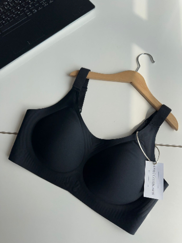 Kabartma Desenli İthal Lazer Kesim Toparlayıcı Sütyen / Siyah