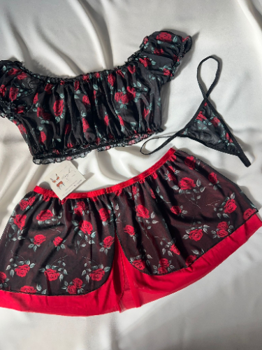 Büyük Beden Rose Fantezi Takım