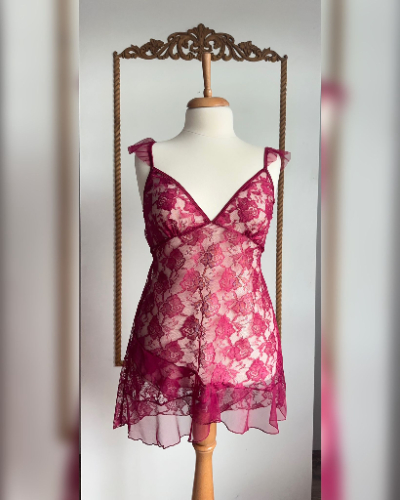 Bordo Fantezi Gecelik