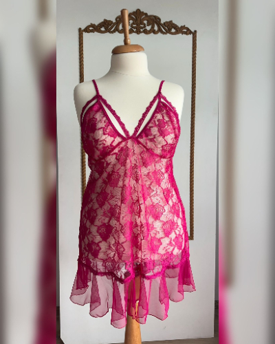 Askılı Fuşya Fantezi Gecelik