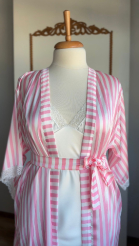 Pudra Çizgili Sabahlık