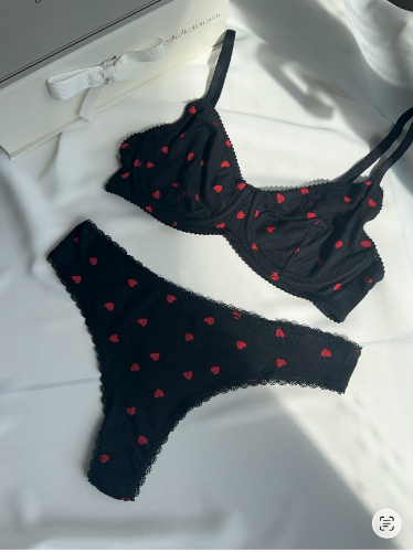 Valeria Pamuklu C Cup Sütyen Takımı / Siyah